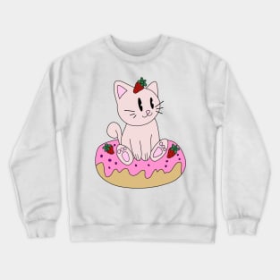 Cat Strawberry Dessert Crewneck Sweatshirt